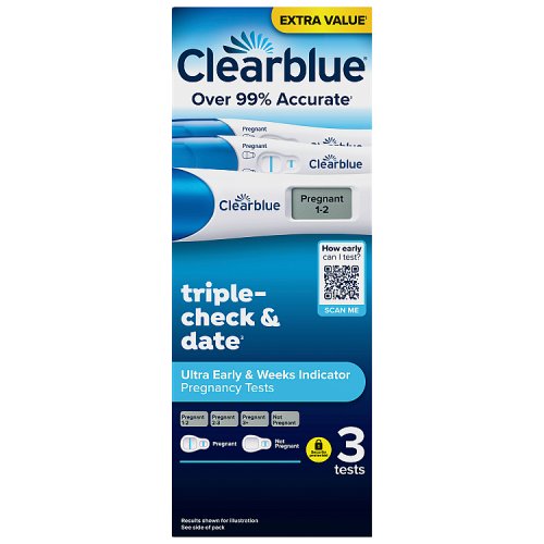 Clearblue Visual Early Triple Check Pregnancy Test 3ct pack shot