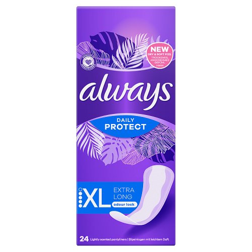 Always Dailies Liners Long Plus Unscented 24ct pack shot