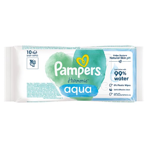 Pampers Baby Wipes Harmonie Aqua 10's pack shot