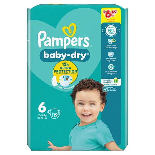 Pampers Baby Dry Taped Size 6 Carry Pack 19s PMP 6.49 pack shot