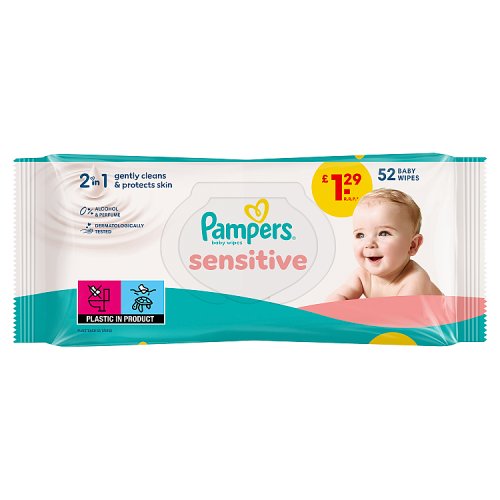 Pampers Baby Wipes Sensitive PMP 1.29 pack shot