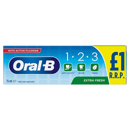 Oral B 123 Extra Fresh Toothpaste 75ml PMP £1 pack shot
