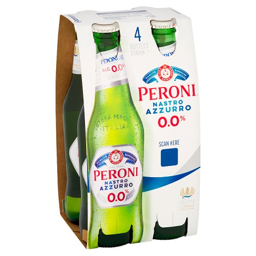 Peroni Nastro Azzuro Zero 0% Alcohol 4pk (4 x 330ml) pack shot