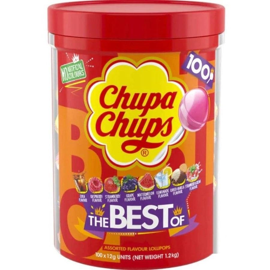 Chupa Chups The Best of Lollipops Assorted Tube 100s pack shot