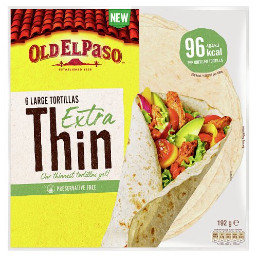 Old El Paso Carriers Tortilla Thin 16x192g pack shot