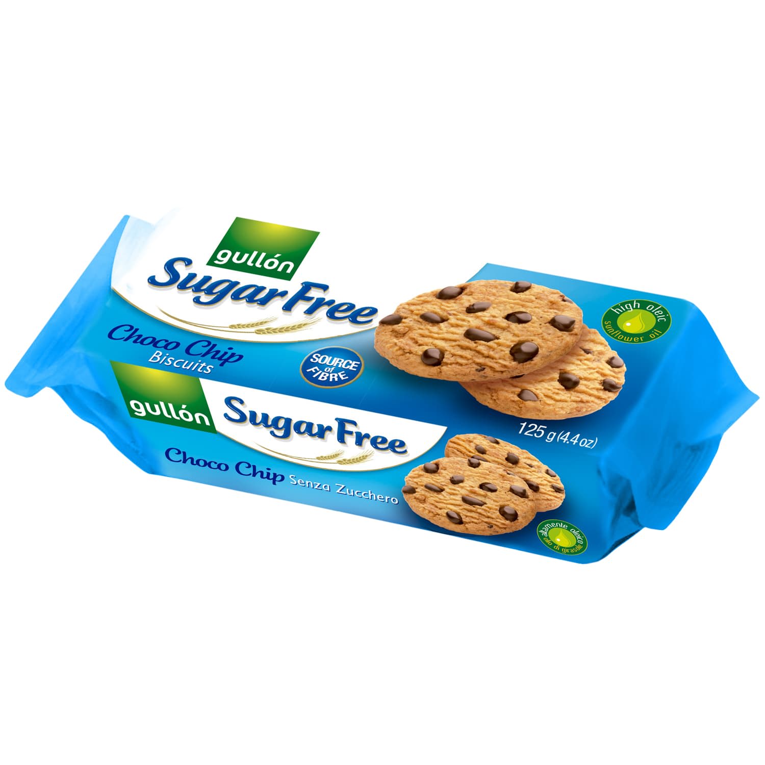 Gullon Sugar Free Choco Chip Cookies 125g pack shot