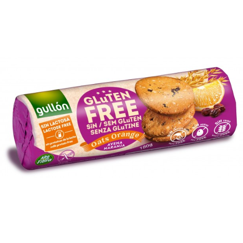 Gullon Gluten Free Orange & Oat Cookies 180g pack shot