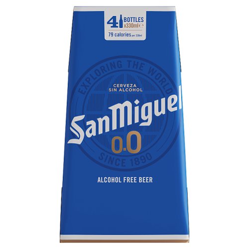 San Miguel 330ml - 0% 4pk (4 x 330ml) pack shot