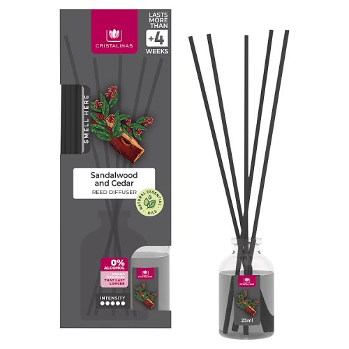 Cristalinas Reed Diffuser Sandalwood & Cedar 25ml pack shot