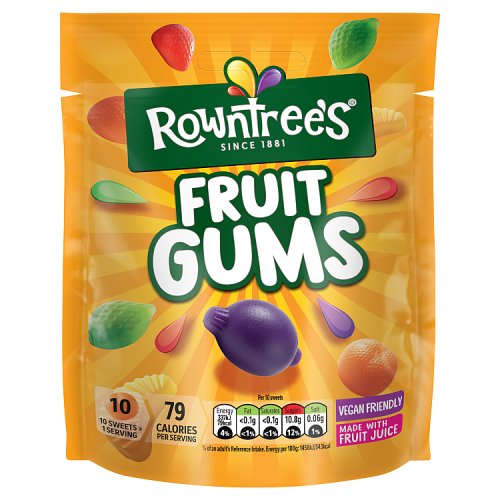 Rowntrees Fruit Gums Pouch Vegan 150g pack shot