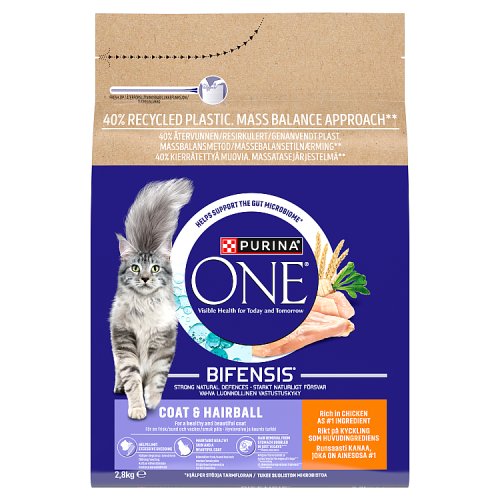 Purina ONE Coat & Hairball Cat Chicken 2.8kg pack shot