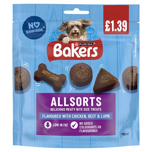 Bakers Dog Treats Allsorts Variety PM £1.39 98g pack shot