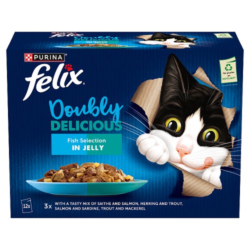 Felix Doubly Delicious Fish Selection In Jelly (12 x 85g) pack shot