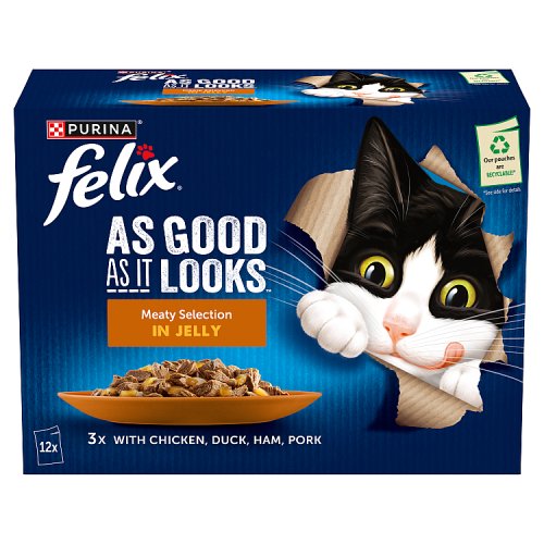 Felix Meaty Selection In Jelly Chicken, Duck, Ham, Pork  (12 x 85g) pack shot