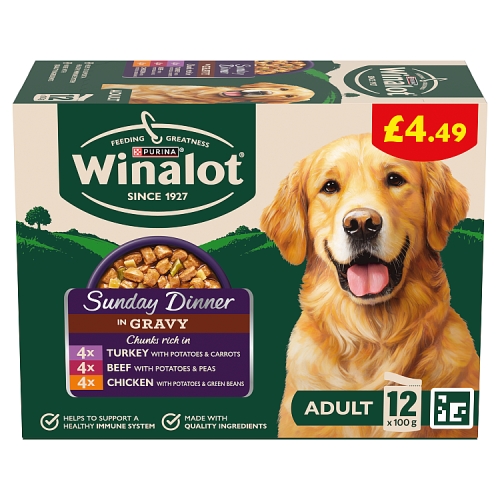 Winalot Sunday Dinner Gravy 12pk (12 x 100g) PMP pack shot