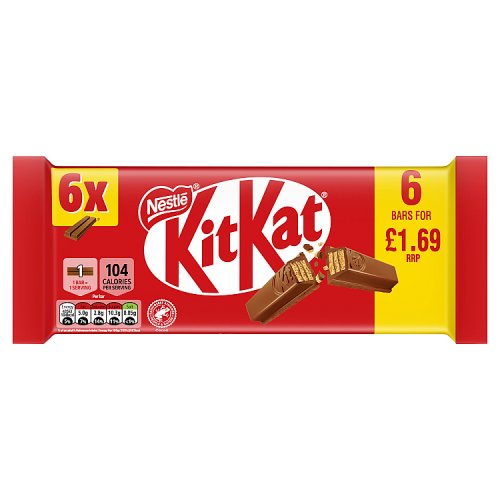 KitKat 2 Finger Original PM £1.69 6pk (6 x 20.7g) pack shot