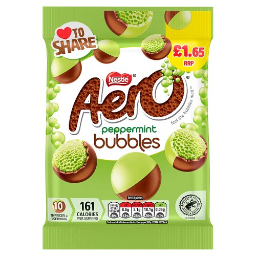 Aero Bubbles Peppermint Sharing Bag 80g PMP pack shot