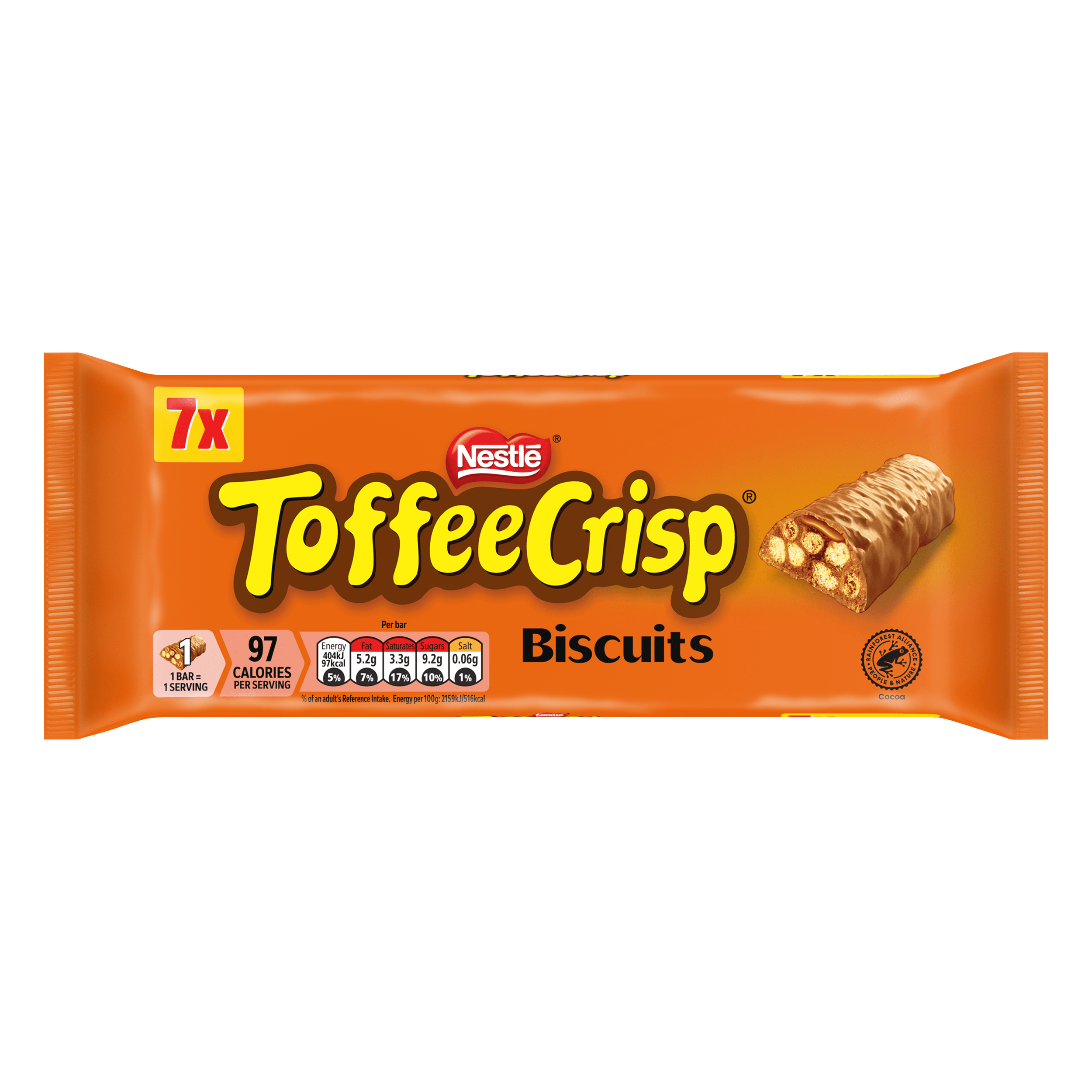 Toffee Crisp Biscuit Orange (7 x 18.7g) pack shot