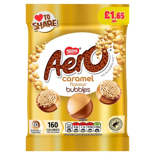 Aero Bubbles Caramel Pouch 80g PMP pack shot