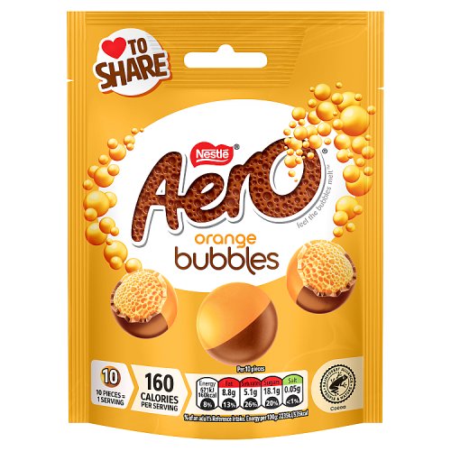Aero Bubbles Orange Pouch Bag 92g pack shot