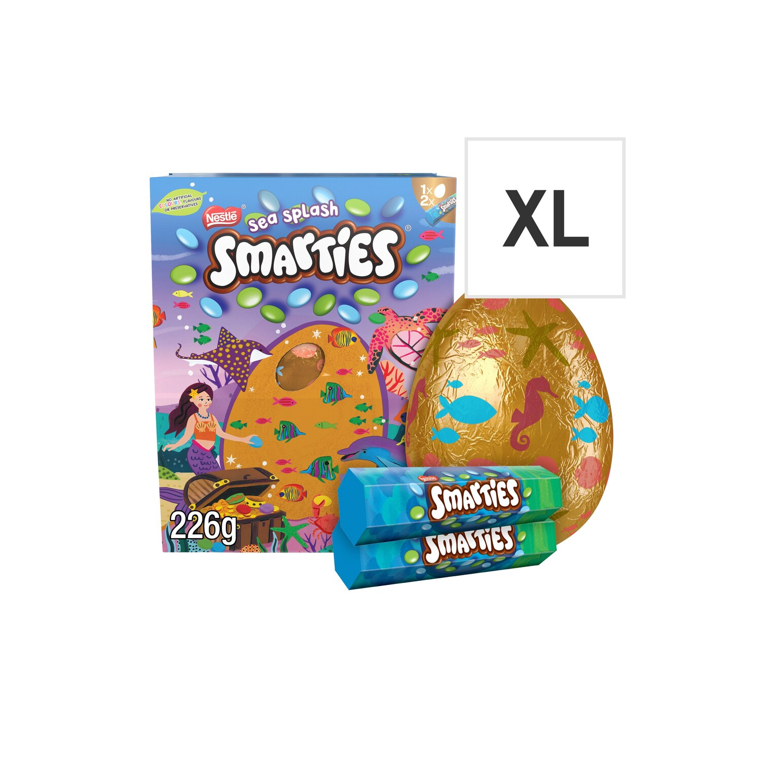 Smarties Sea Splash Giant Egg 226g pack shot