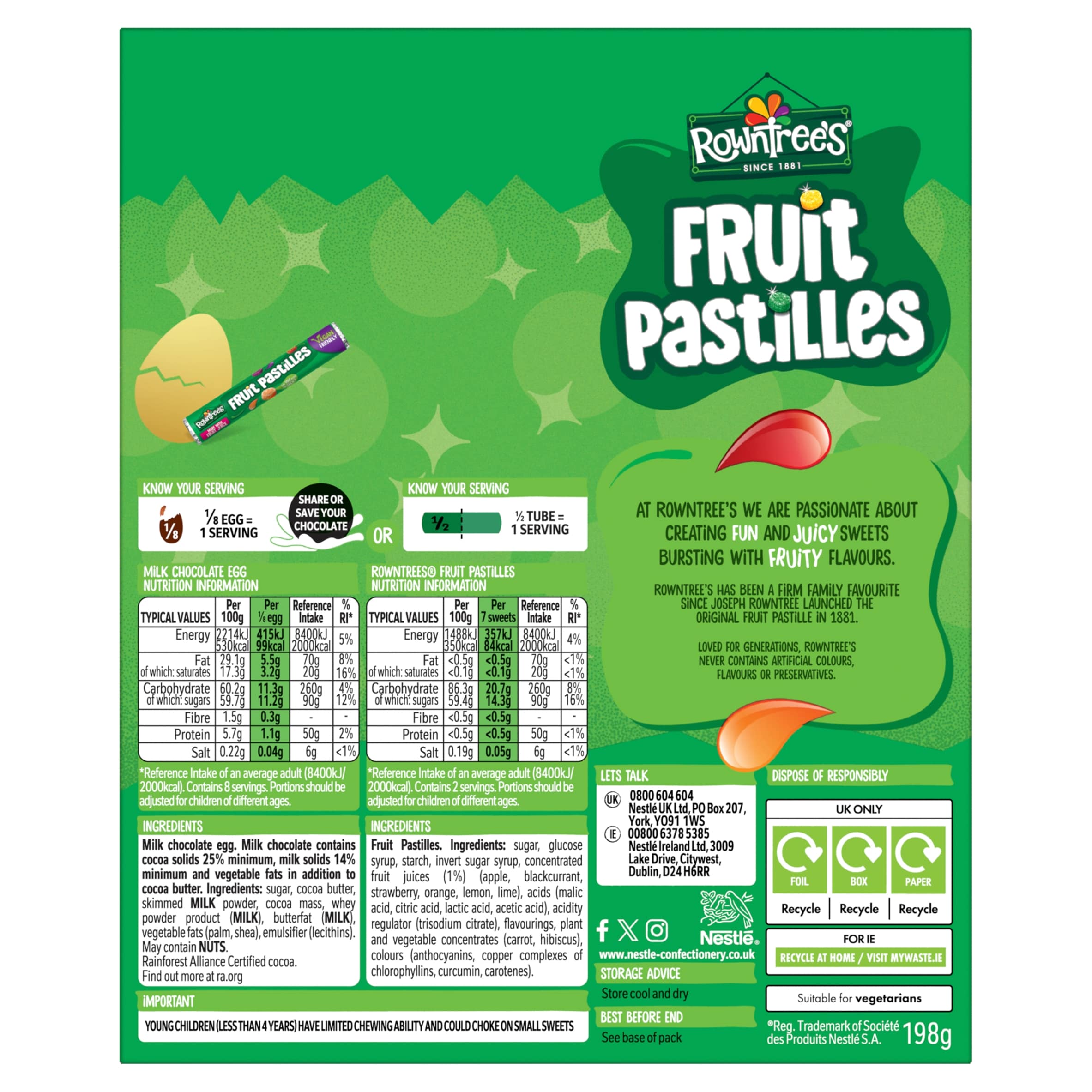 Rowntrees Fruit Pastilles Large Easter Egg 168g pack shot