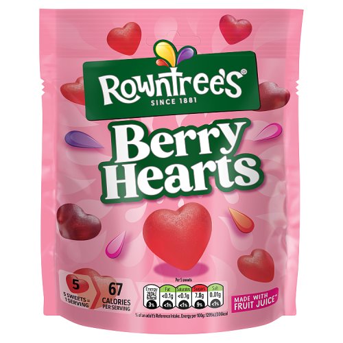 Rowntrees Berry Hearts Pouch 115g pack shot