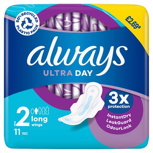 Always Ultra Pads Moderate Day (Size 2) Single Pack PMP 11ctx6 pack shot