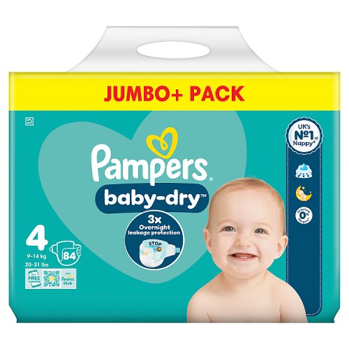 Pampers Baby Dry Taped Size 4 Jumbo Pack 84s pack shot