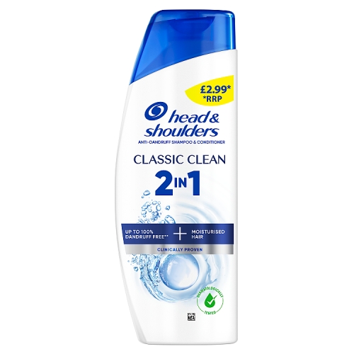Head & Shoulders 2in1 Classic Clean 250ml PMP £2.99 pack shot
