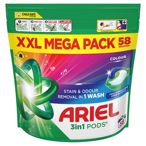 Ariel Colour Pods 58s pack shot
