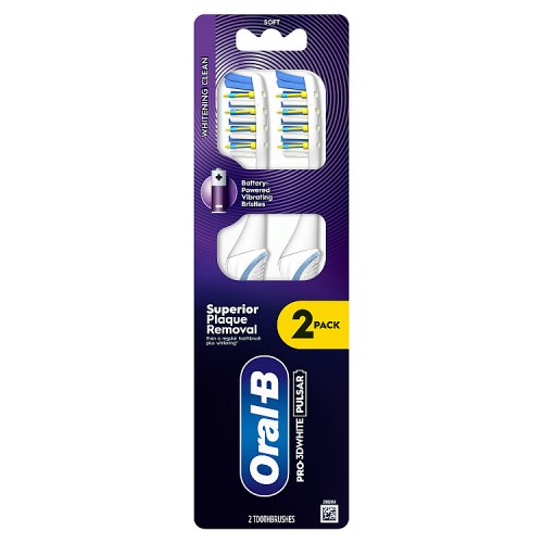 Oral-B Pulsar Pro 3D White Toothbrush Soft 2 Pack pack shot