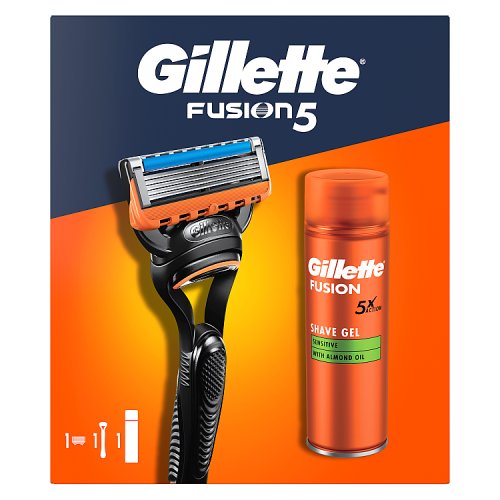 Gillette Fusion5 Gift Set 2pc (Razor & 200ml Shave Gel) pack shot
