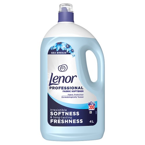 Lenor Professional 4ltr Sea Breeze Fabric Softener Liquid 200 Wash pack shot