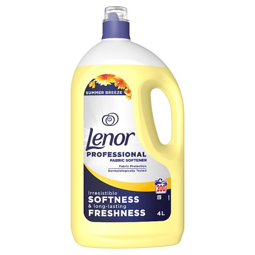 Lenor Professional 4ltr Summer Breeze Fabric Softener Liquid 200 Wash pack shot