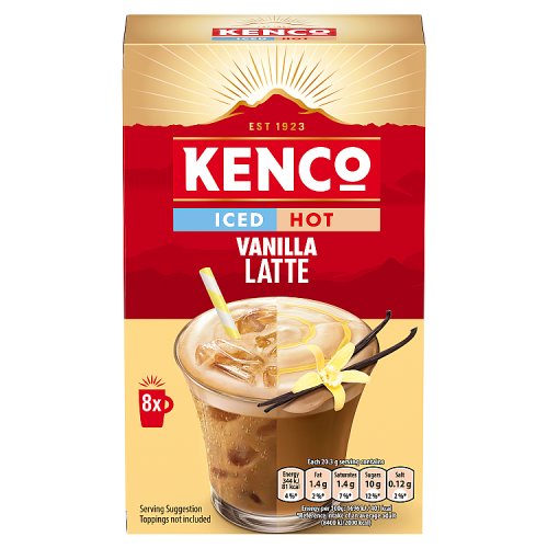 Kenco 8x20.3g Iced/Hot Coffee Sachets Vanilla Latte pack shot