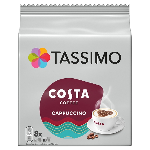 Tassimo Costa Cappuccino Coffee Pods 8's pack shot