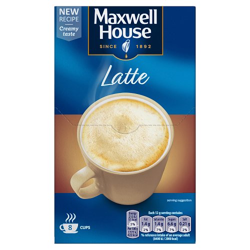 Maxwell House 8 X 12g Instant Coffee Sachets Latte pack shot