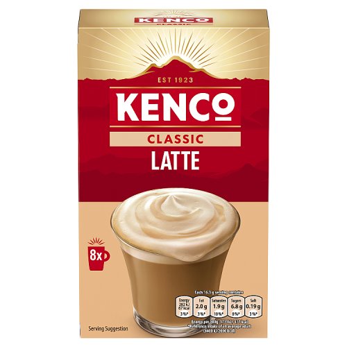 Kenco 8x16.3g Instant Coffee Sachets Latte Original pack shot