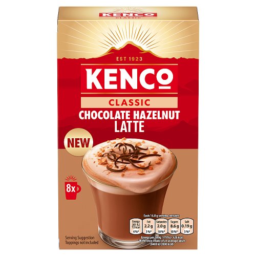 Kenco Instant Coffee Sachets Chocolate Hazelnut 8pk (8 x 16.8g) pack shot