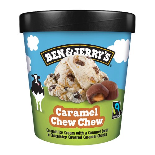 Ben & Jerrys Caramel Chew Chew Ice Cream 465ml pack shot