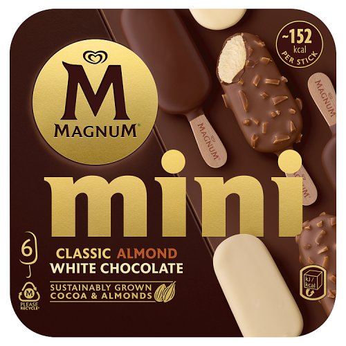 WALLS MINI MAGNUM CLASSIC ALMOND & WHITE 6PK pack shot