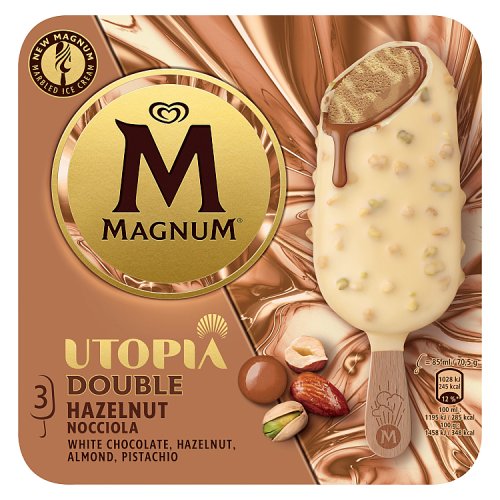 WALLS MAGNUM UTOPIA HAZELNUT 3PK pack shot