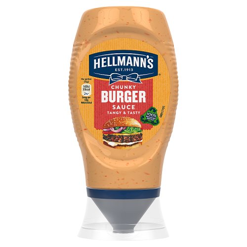 Hellmanns Squeezy Chunky Burger 8x250ml pack shot