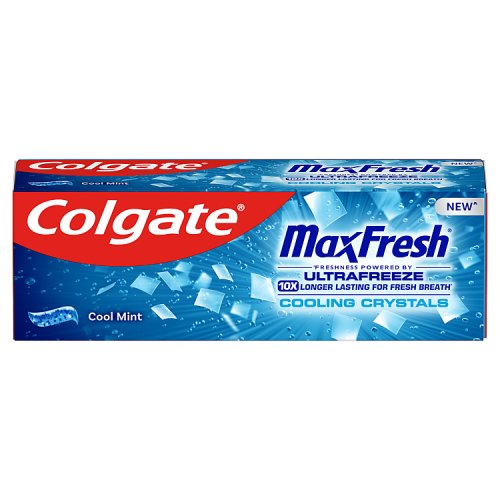 Colgate Toothpaste Max White Fresh Blue Travel 20ml pack shot