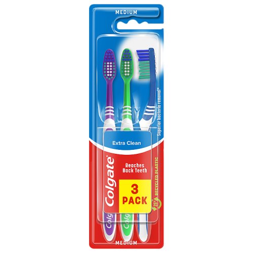 Colgate Toothbrush Extra Clean 3pk pack shot