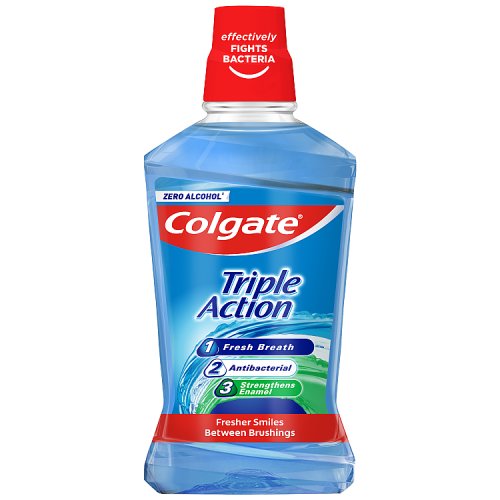 Colgate Mouth Rinse 500ml Triple Action Zero Alcohol pack shot