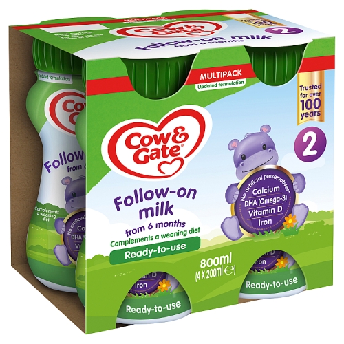 Cow & Gate Follow on Milk 6 Months+ 4pk (4 x 200ml) pack shot