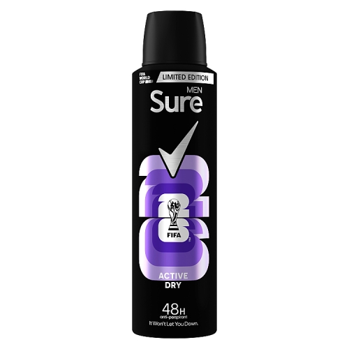 Sure for Men Anti-Perspirant Deodorant Aerosol Active 150ml pack shot