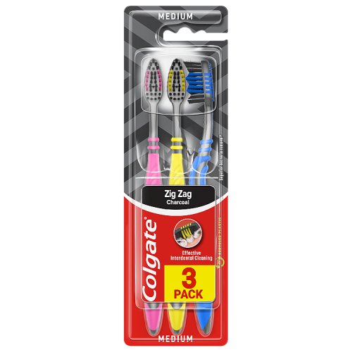 Colgate Toothbrush Charcoal Zig Zag Triple Pk pack shot